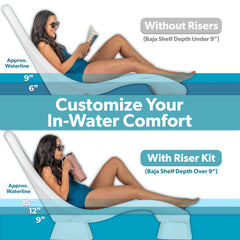 Coast Modern risers installed on lounge in pool for deeper baja shelf use