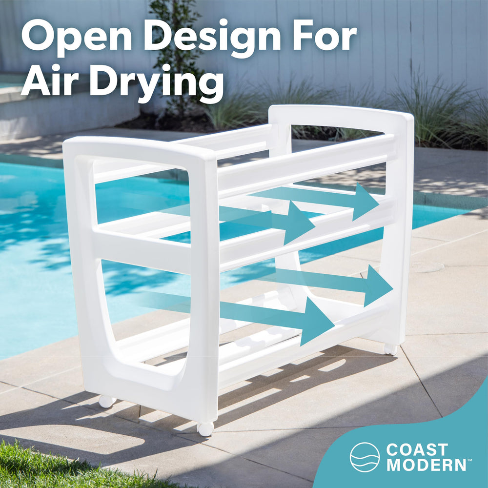 Coast Modern locking wheels engaged and disengaged for effortless relocation