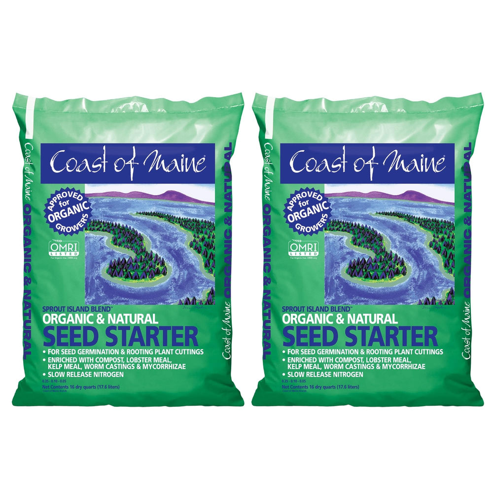 Coast of Maine front packaging showing organic seed starter and benefits