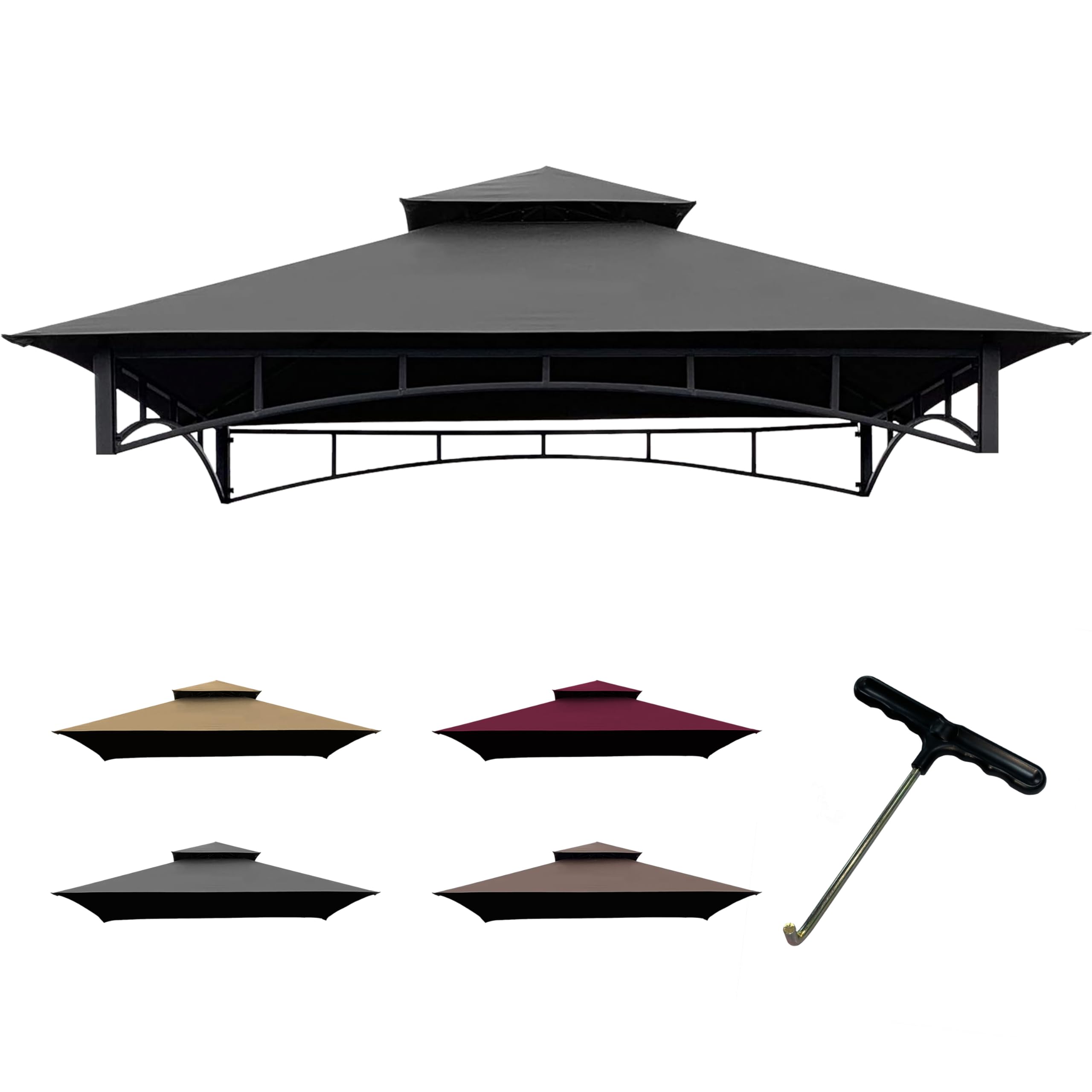 CoastShade front view canopy gray protects grill and guests