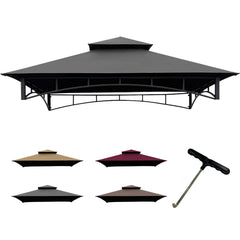 CoastShade front view canopy gray protects grill and guests