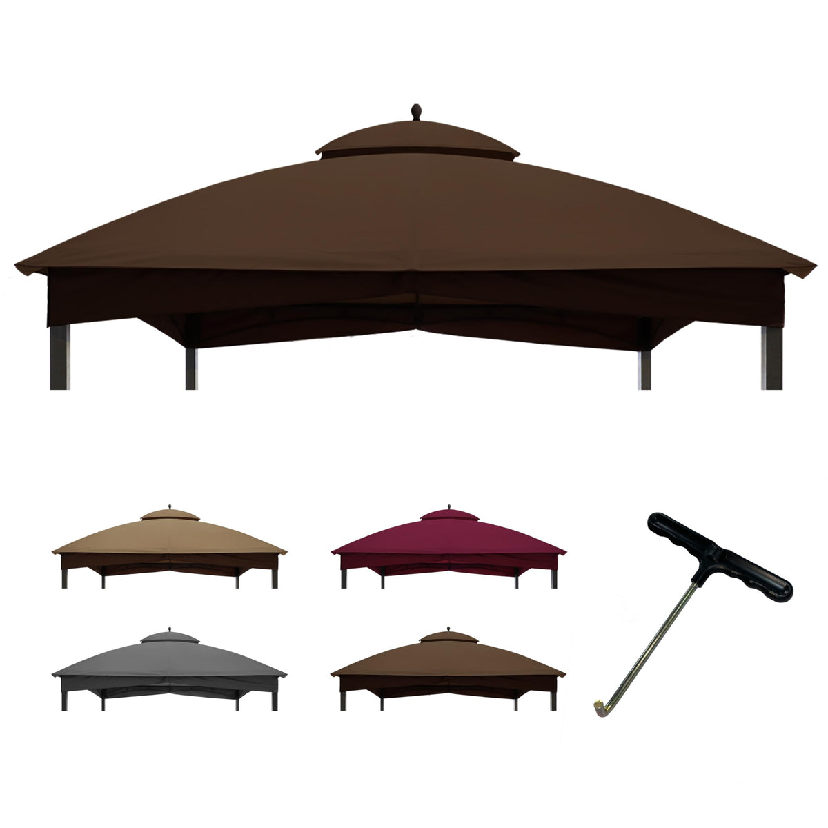 CoastShade front view of dark brown 10x12 canopy top showing full coverage and neat fit