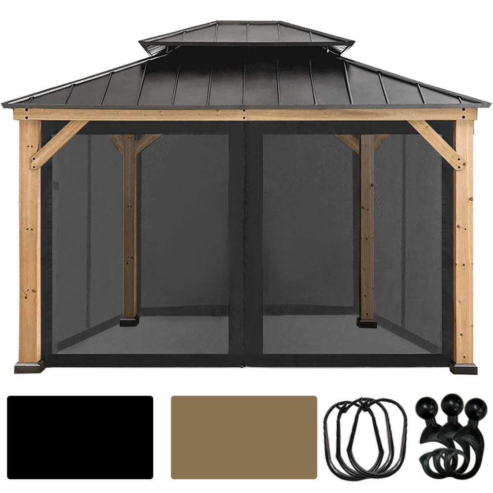 CoastShade front view of full panel protecting gazebo and blocking insects