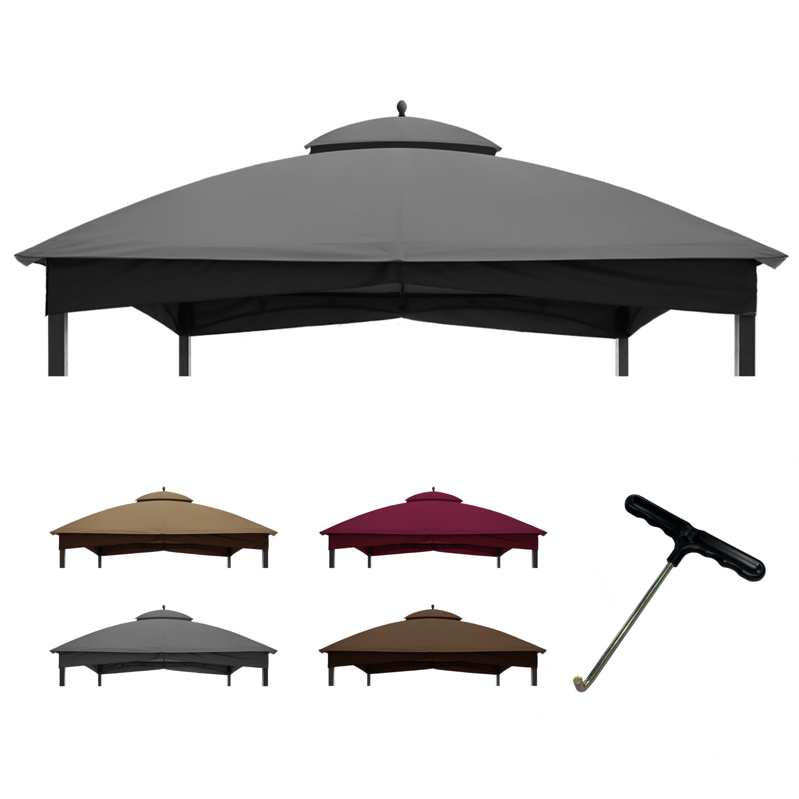 CoastShade front view of gray replacement canopy showing full fit and coverage