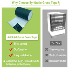 COBARYEN tape placed under artificial turf demonstrating simple installation