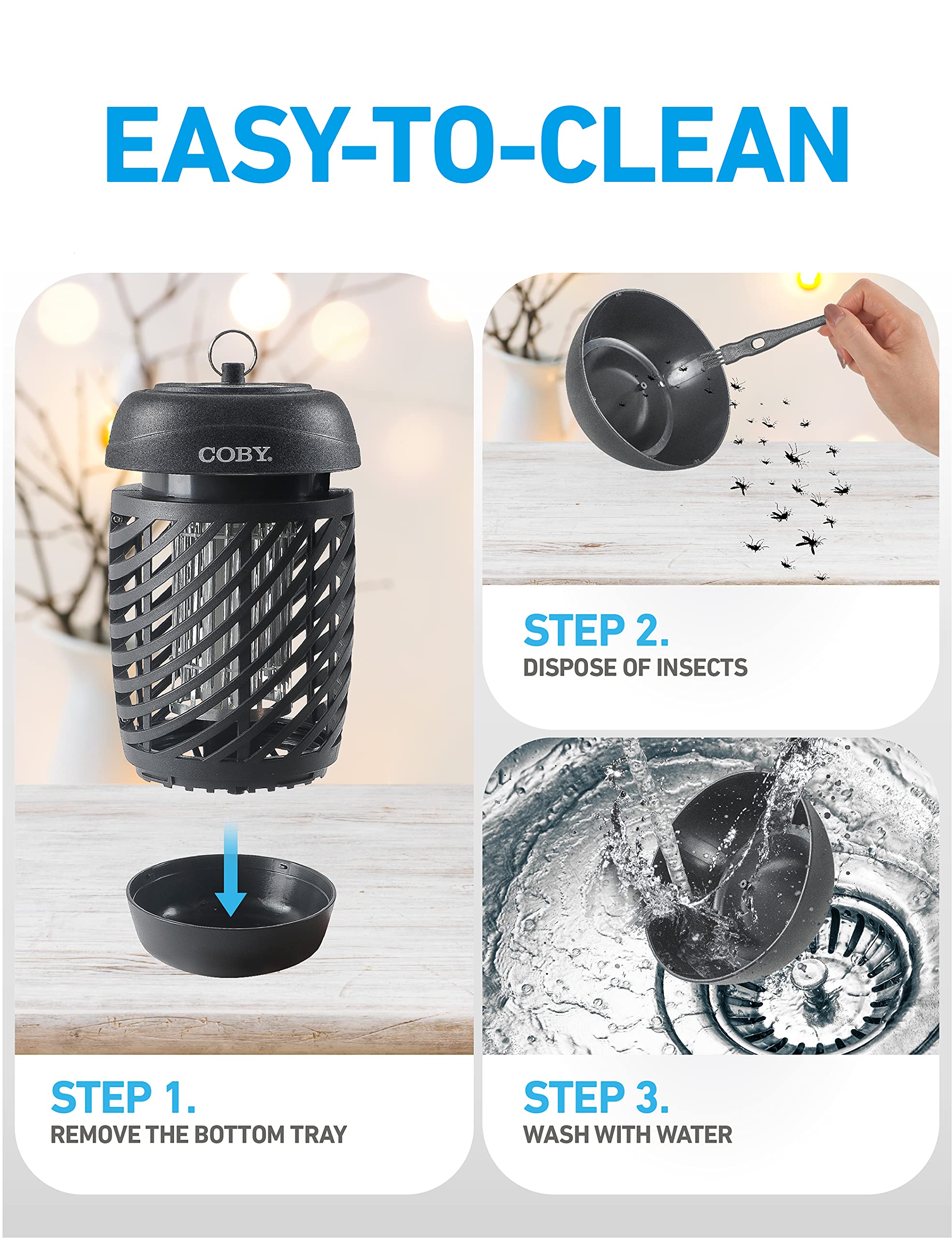 Coby included replacement bulb and hanging chain, ready-to-use convenience