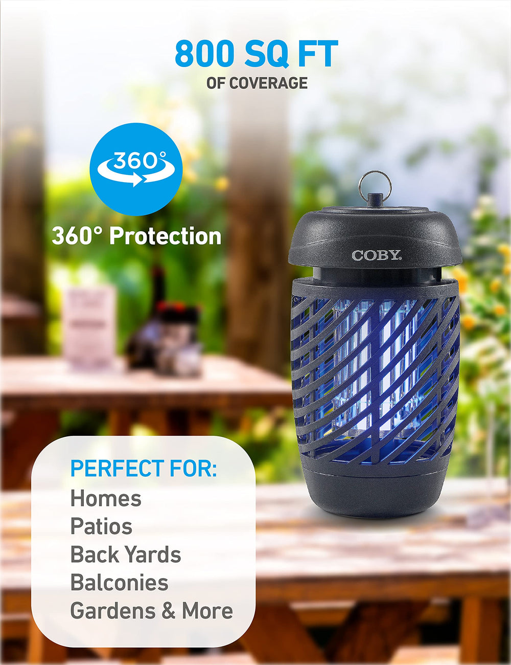 Coby close-up of replaceable UV-A bulb, bright attractant for pests