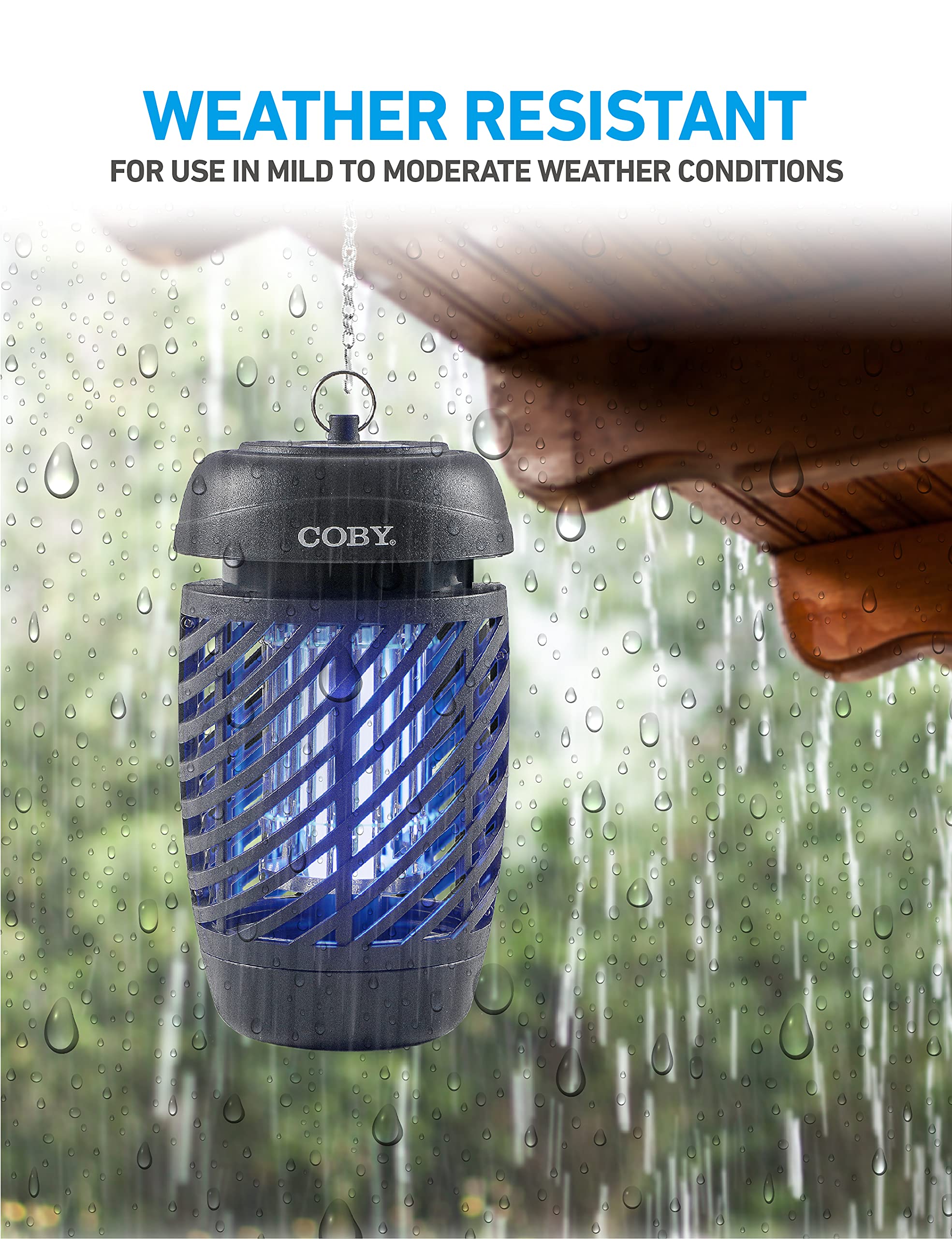 Coby held in a hand for scale, compact and portable pest control