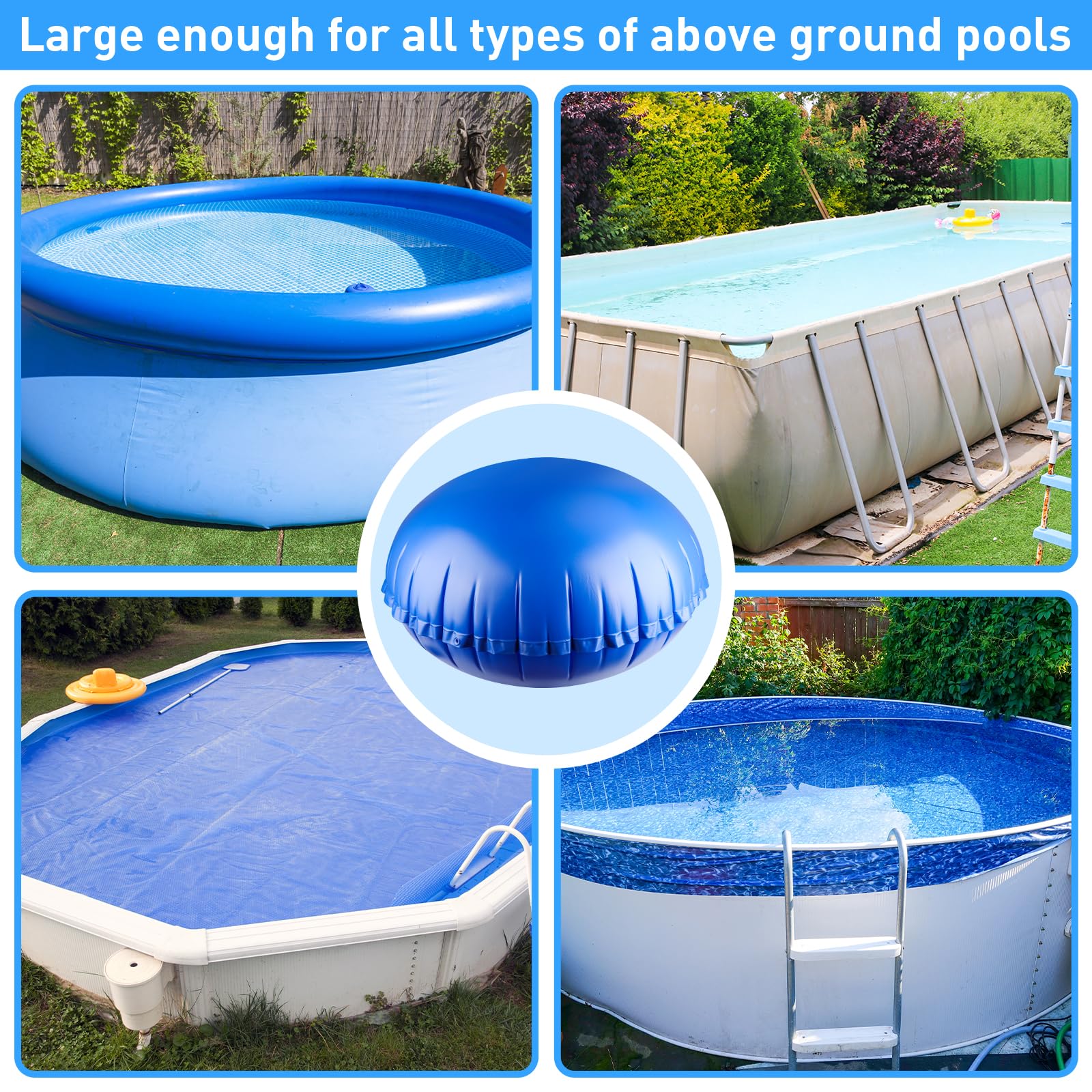 COCHIE under a winter pool cover with snow, prevents cover sagging