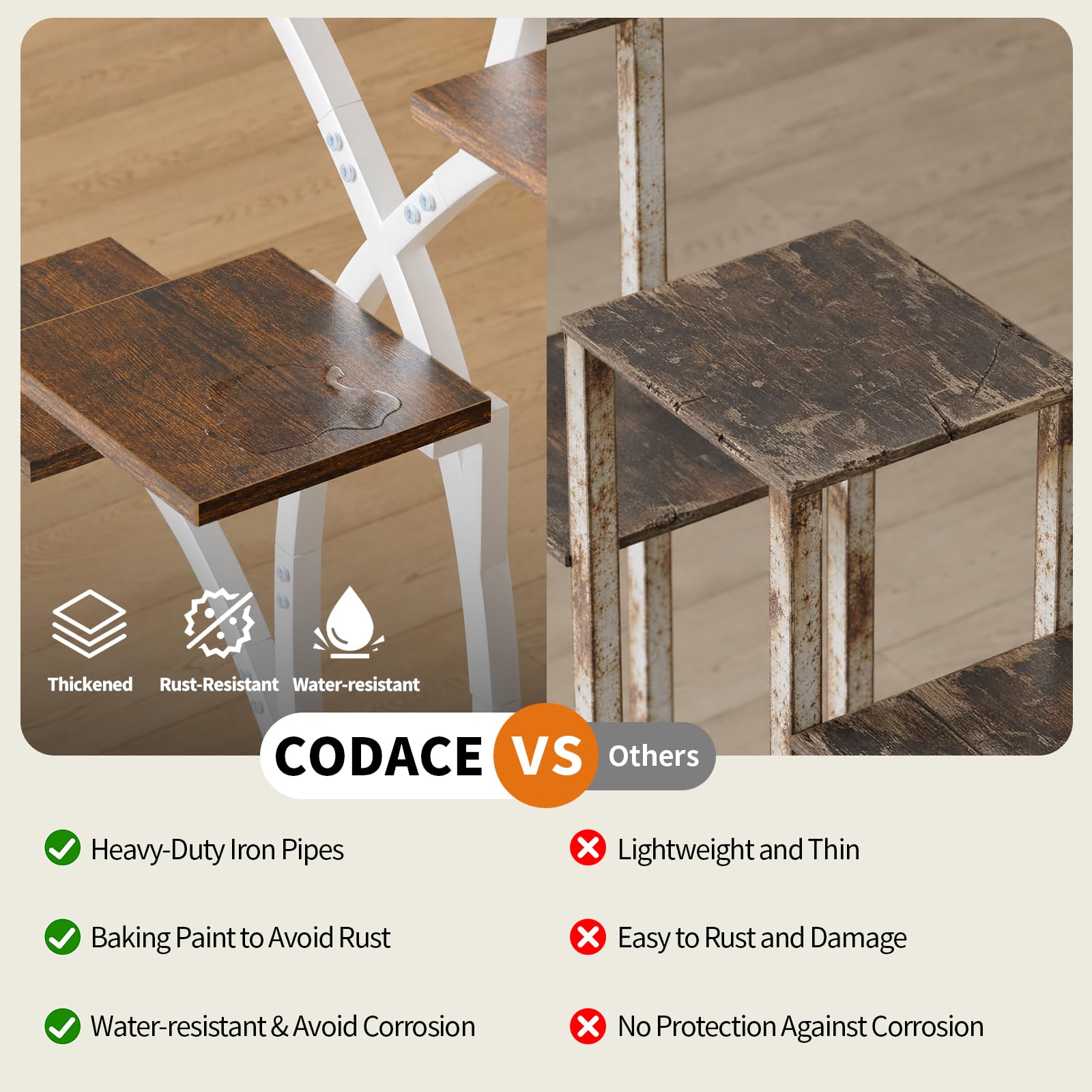 CODACE anti-tip strap and included hardware showing safety and easy assembly
