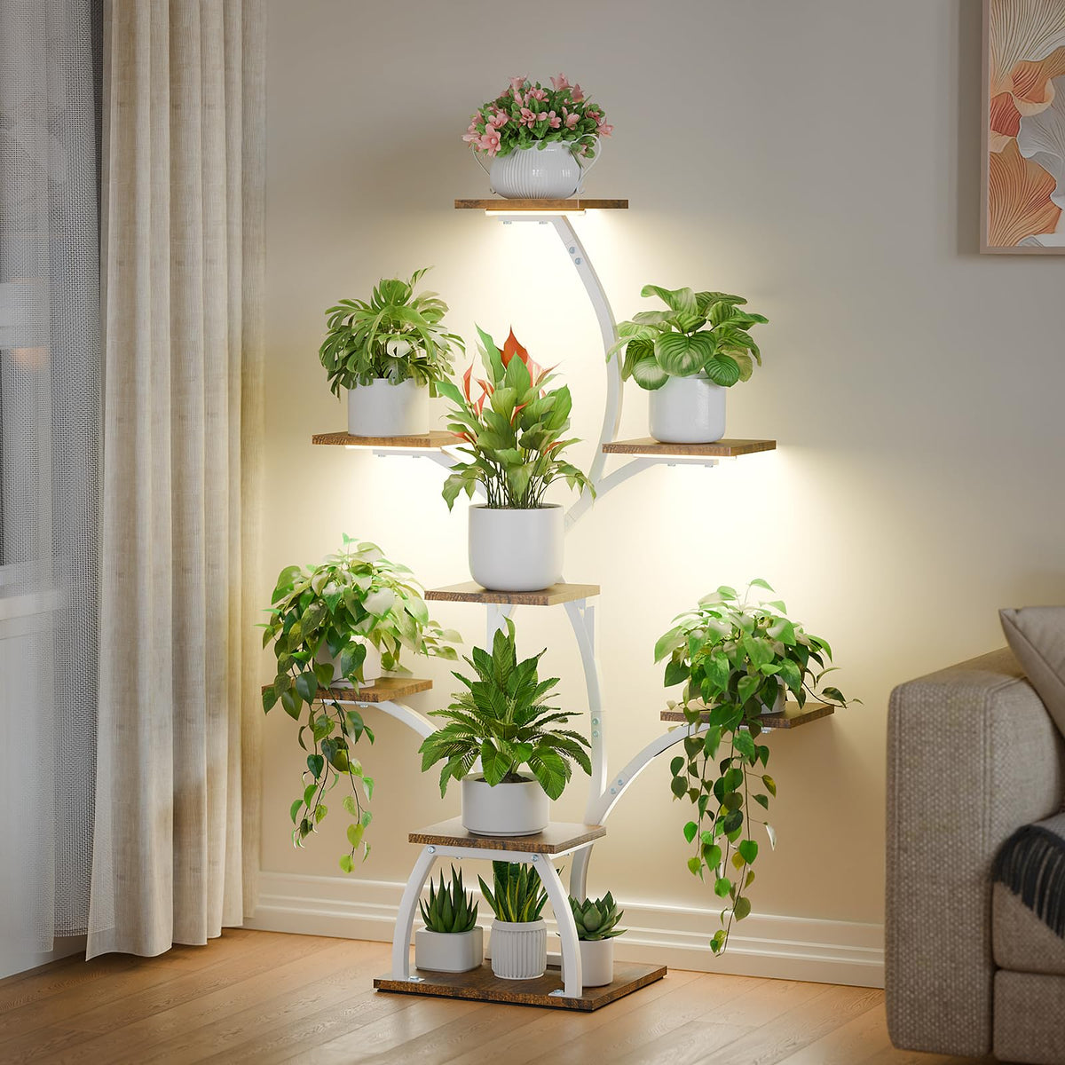 CODACE front view of full six-tier plant stand showing organization benefit