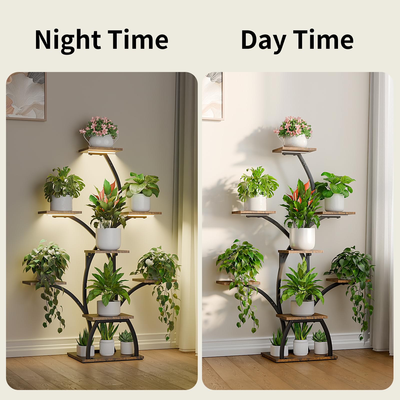 CODACE lifestyle view in bedroom showing multifunctional display and gentle plant lighting