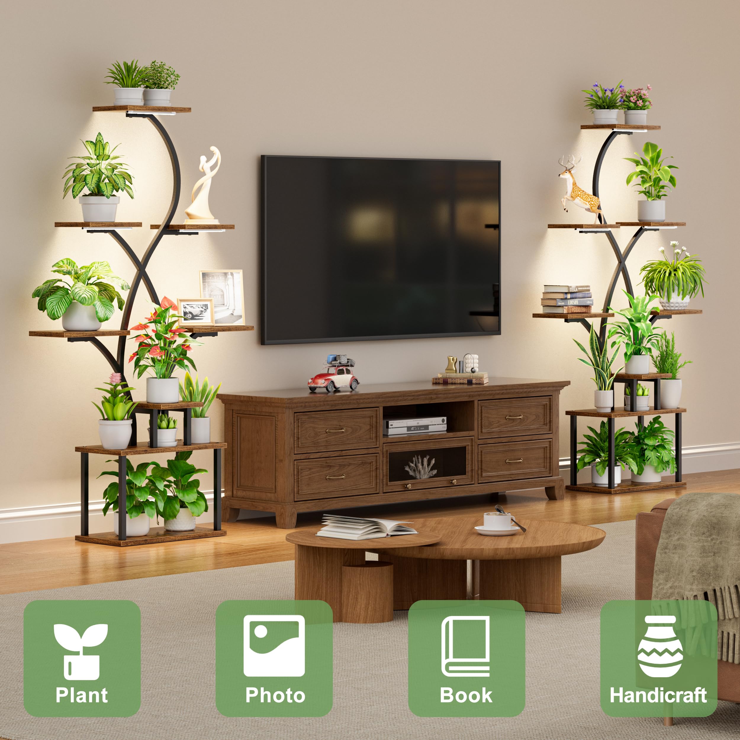 CODACE plant stand styled in living room adding decorative vertical greenery benefit