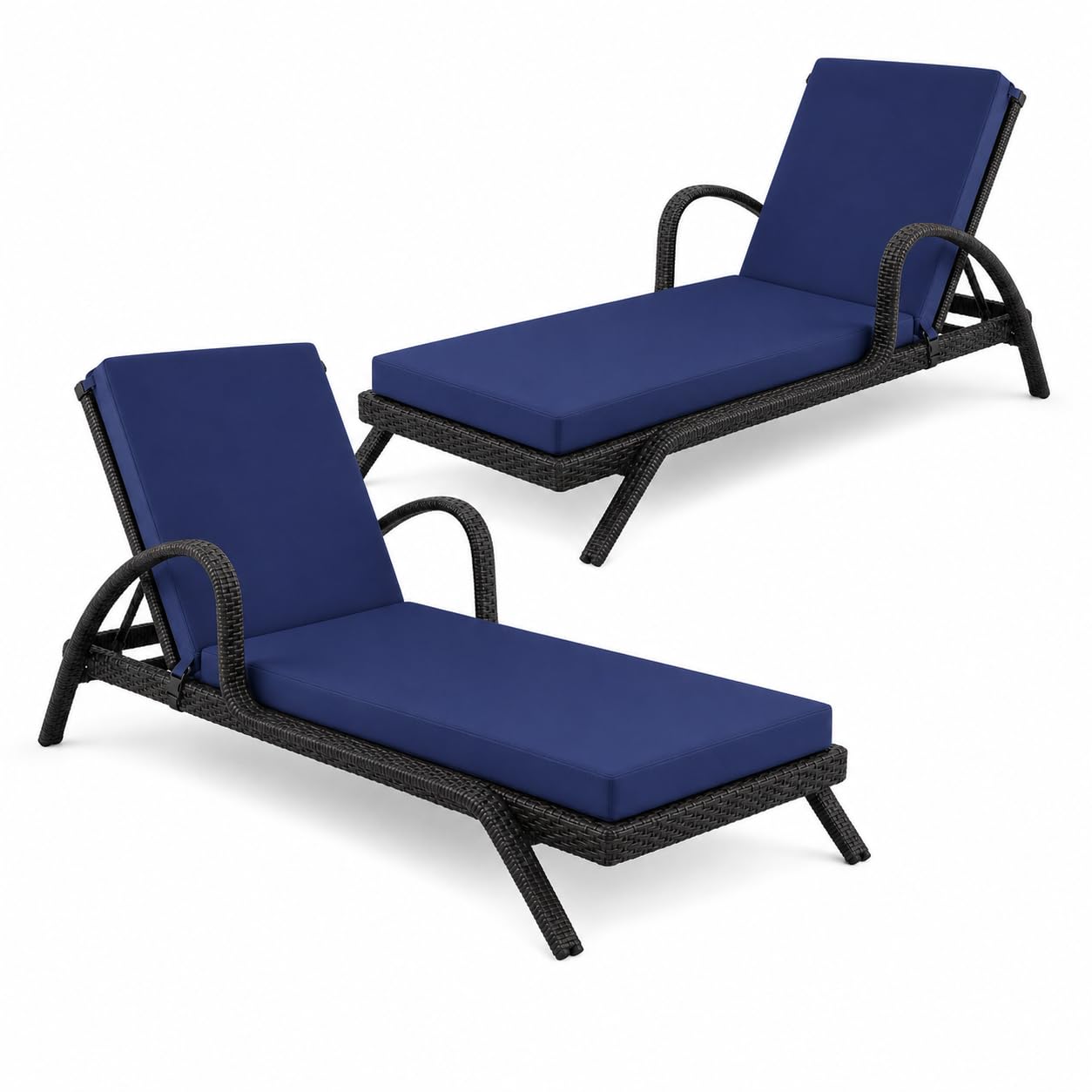 Codi navy chaise front view showing full cushion fit and visual appeal