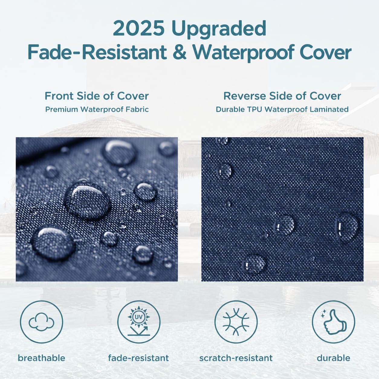 Codi waterproof cover with water beading to protect foam quickly