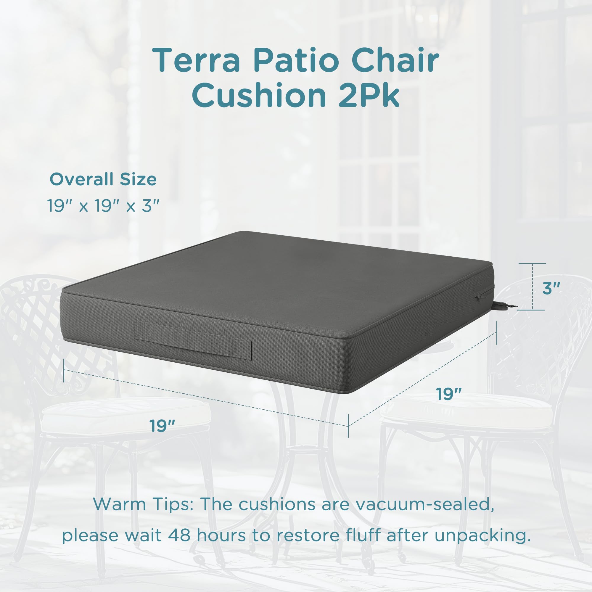 Codi in use on patio dining set for comfy outdoor seating