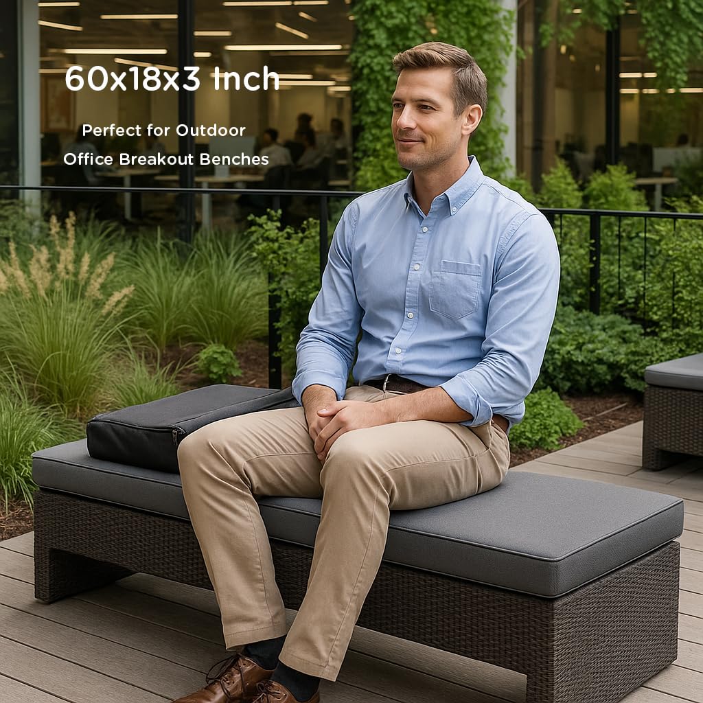 Codi cushion next to a tape measure showing 60 by 18 inch dimensions for scale