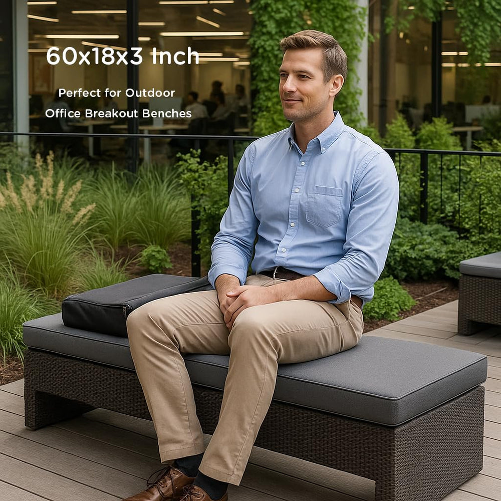 Codi cushion next to a tape measure showing 60 by 18 inch dimensions for scale