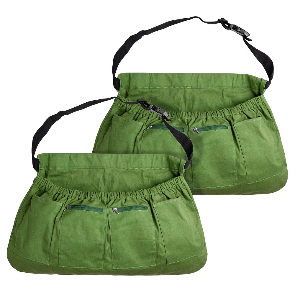 codree front view of both aprons showing set and storage — practical harvesting solution