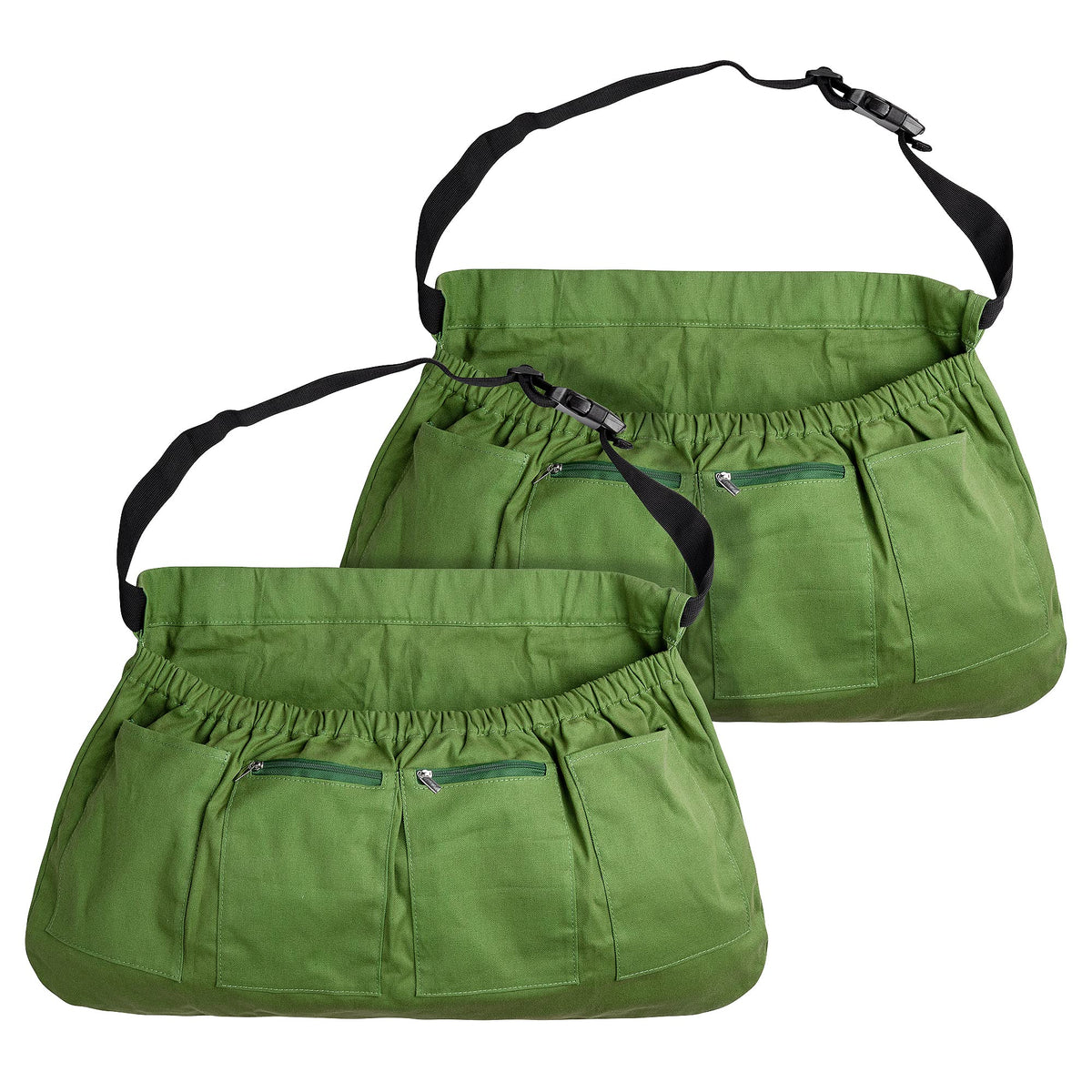 codree front view of both aprons showing set and storage — practical harvesting solution
