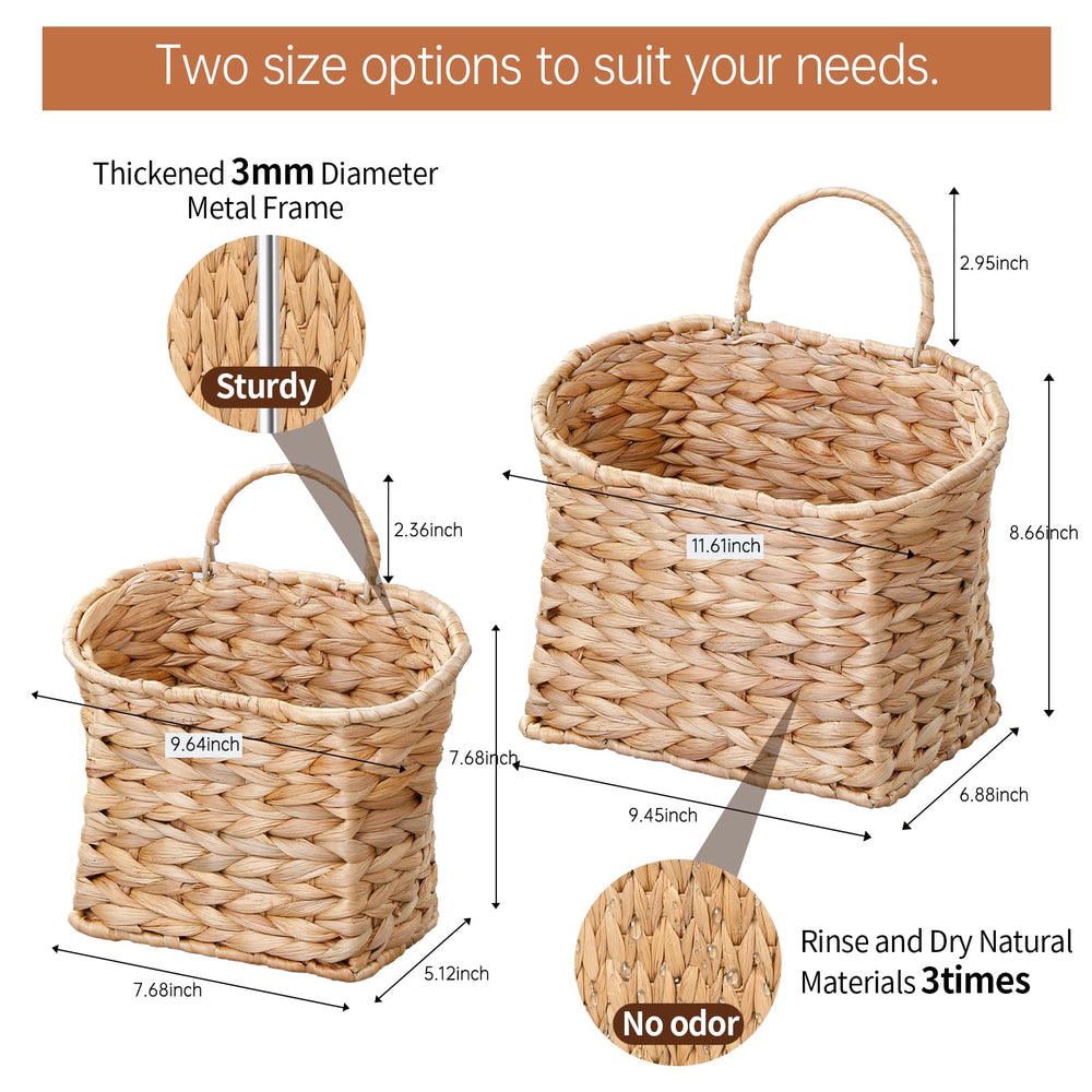 Coeusy baskets hung on door showing space-saving organization