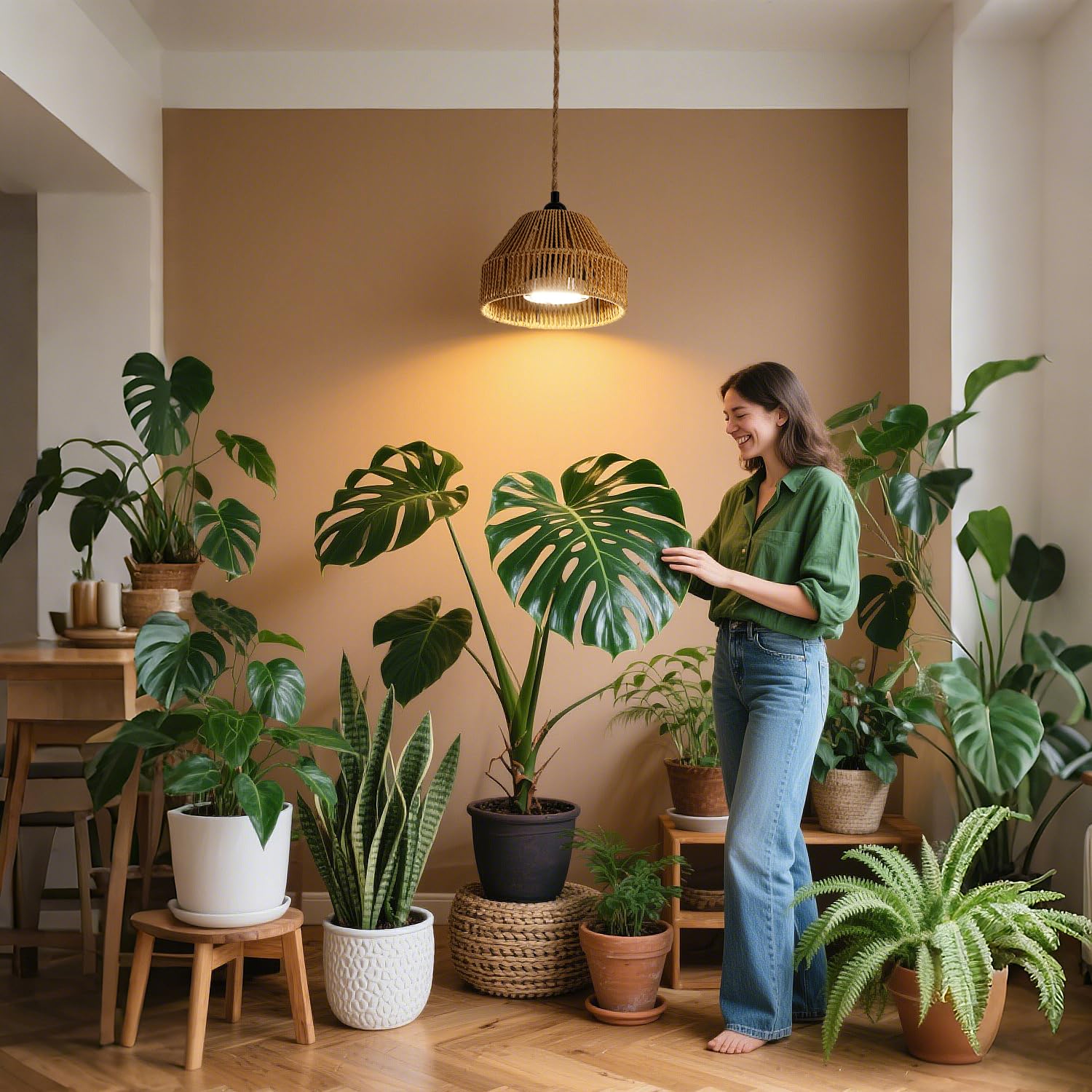 Cofiveevo warm 4000K light in living room enhancing plant health and decor
