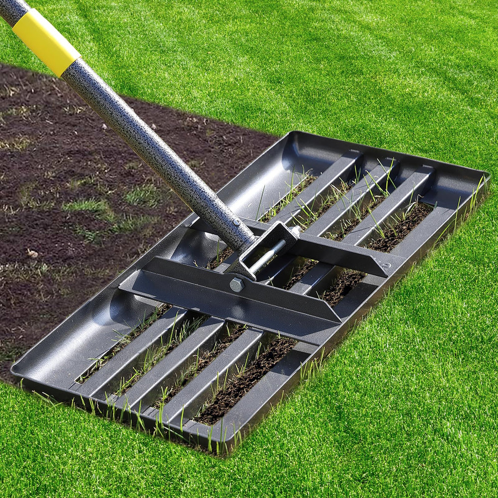 cogardenshower front view of 17x10 stainless leveler plate showing durable build and efficiency
