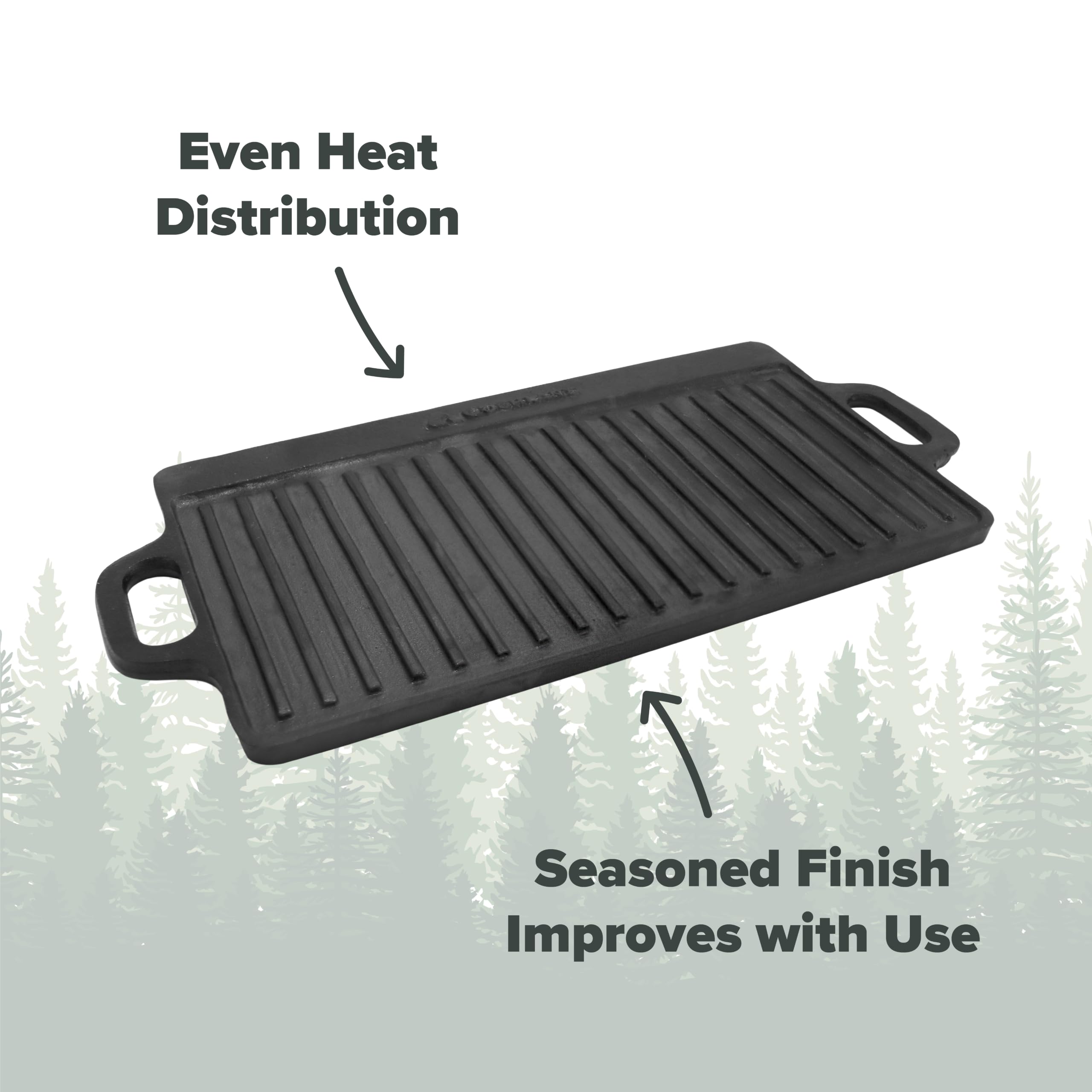 Coghlan's griddle over campfire showing stable outdoor cooking performance