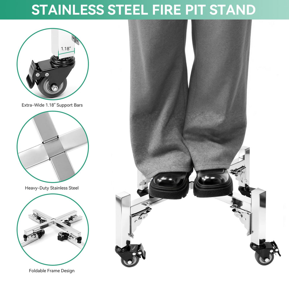 COGRICHBF expanded stand holding Solo Stove demonstrating fit and stability