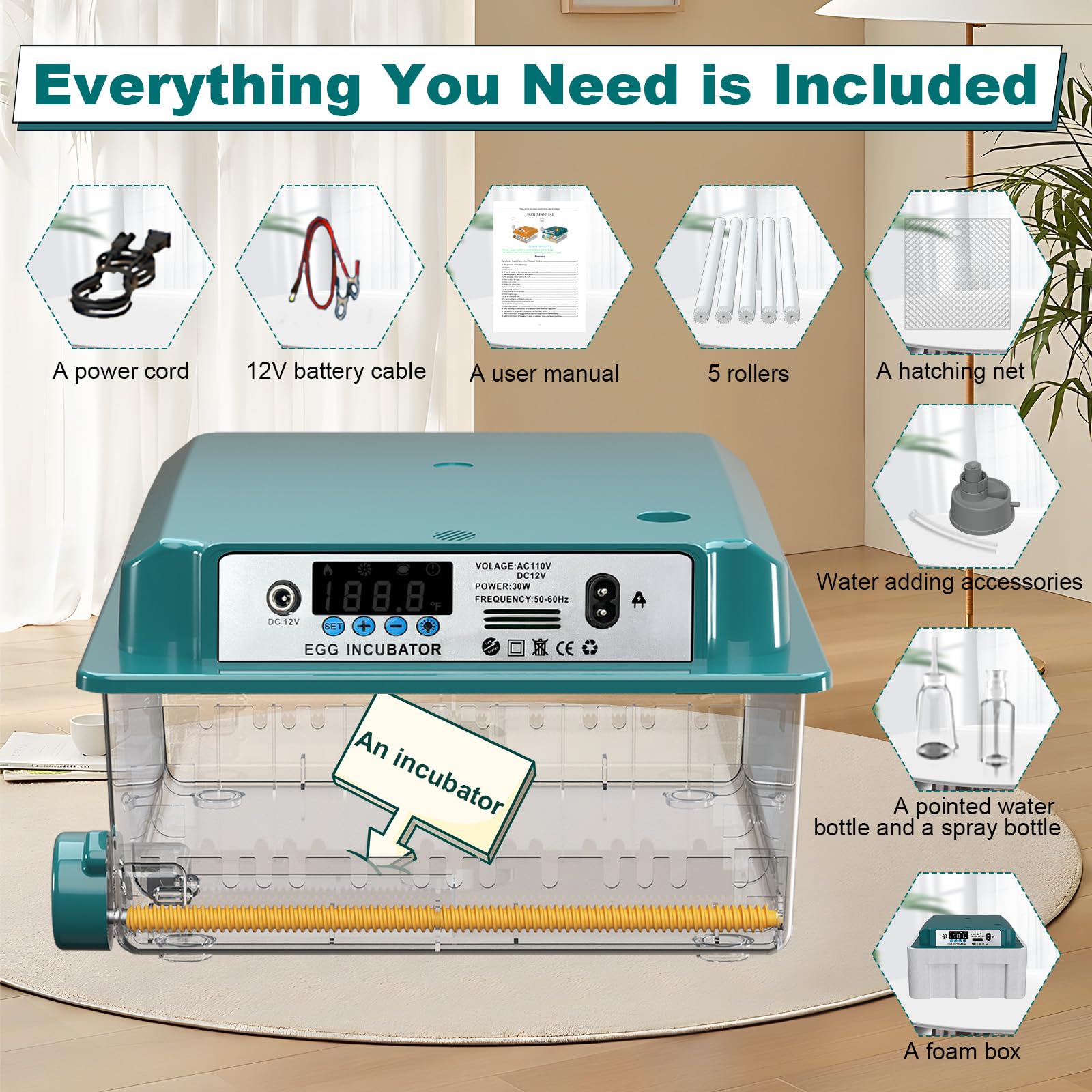 CoInceptus incubator in a backyard farming scene illustrating hobbyist use