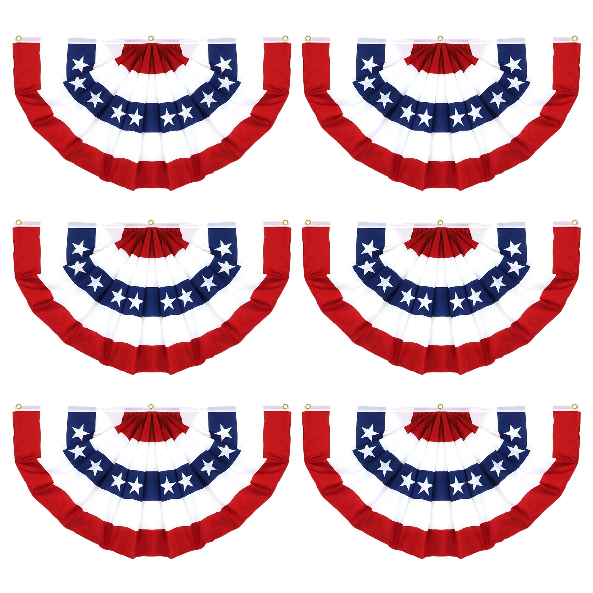 COKOKA front view of six pleated fan flags showing patriotic display benefit