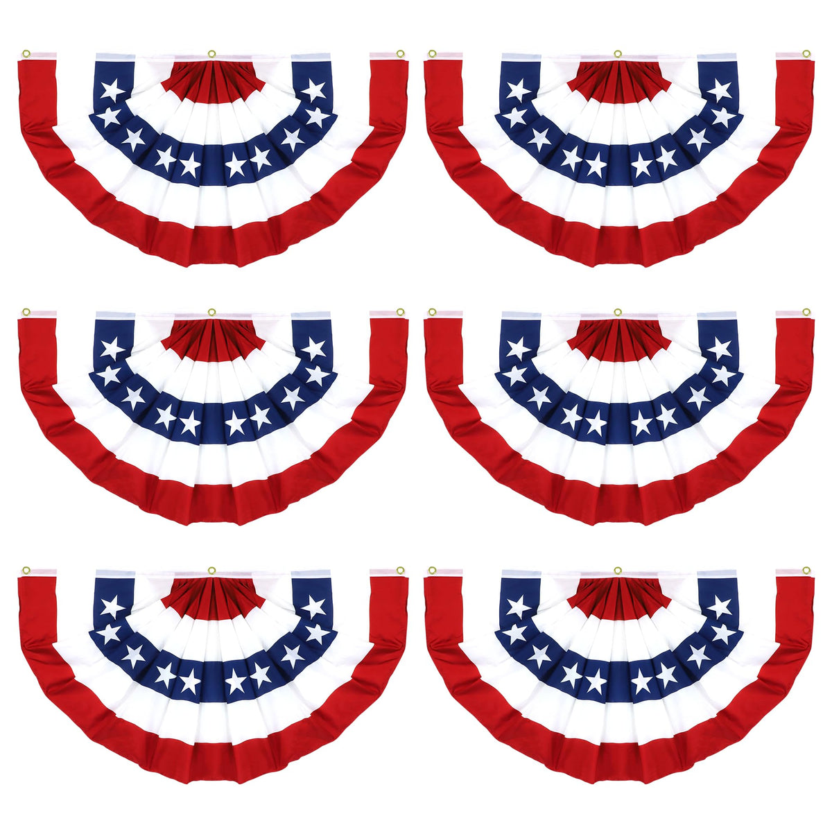 COKOKA front view of six pleated fan flags showing patriotic display benefit