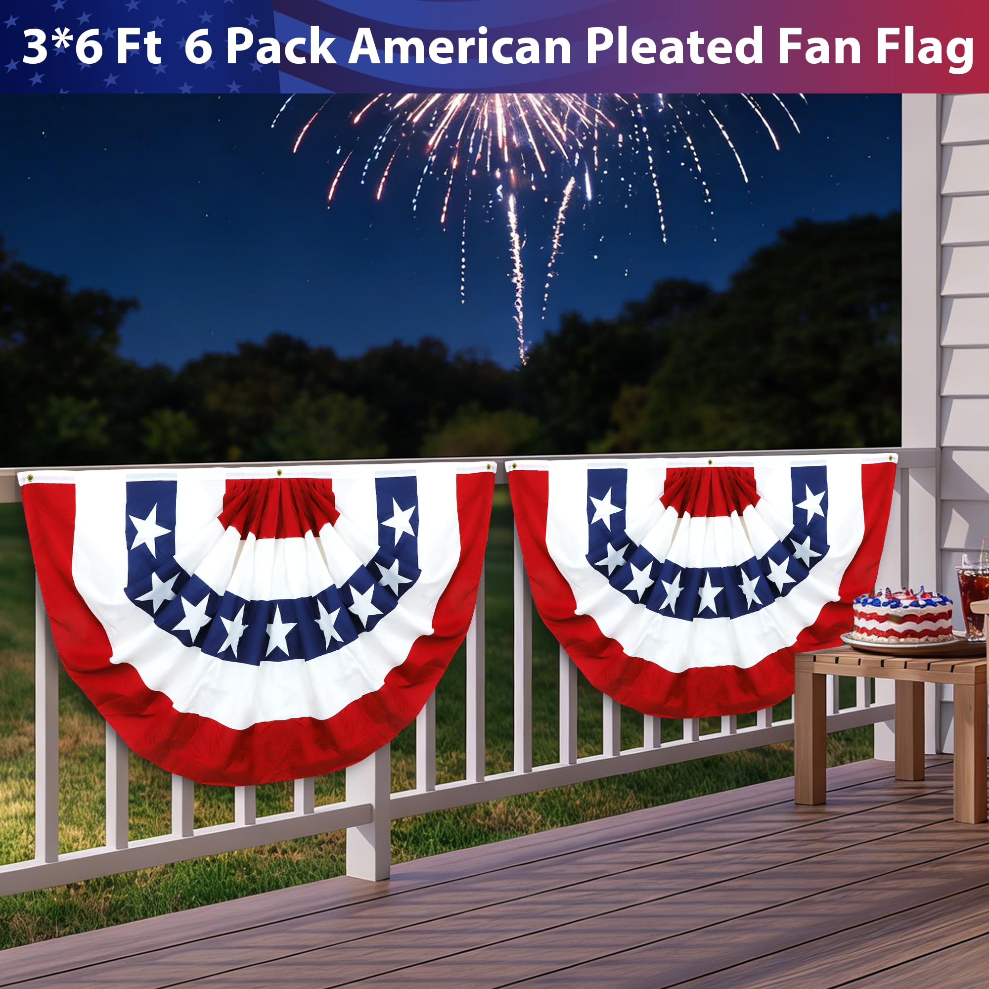 COKOKA bunting displayed on a porch railing creating patriotic curb appeal