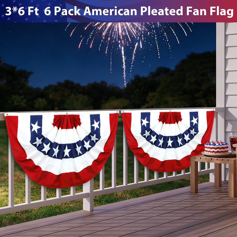 COKOKA bunting displayed on a porch railing creating patriotic curb appeal