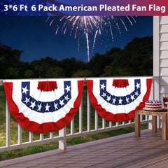 COKOKA bunting displayed on a porch railing creating patriotic curb appeal