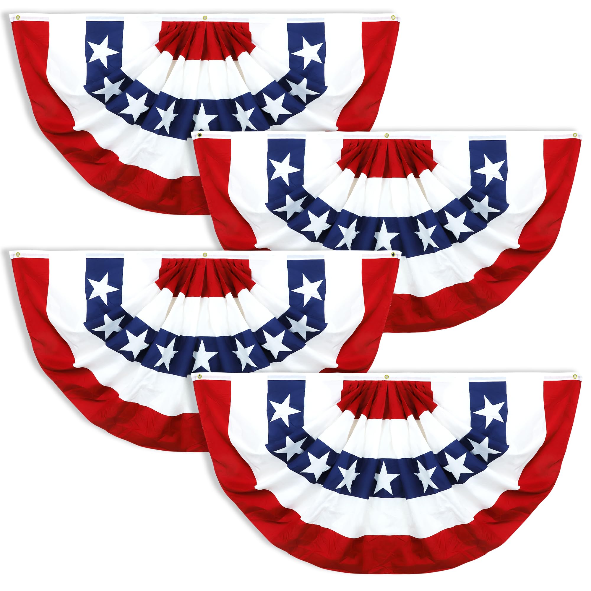 COKOKA front view of large 3x6 ft pleated fan flag shows bold patriotic display
