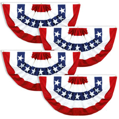 COKOKA front view of large 3x6 ft pleated fan flag shows bold patriotic display