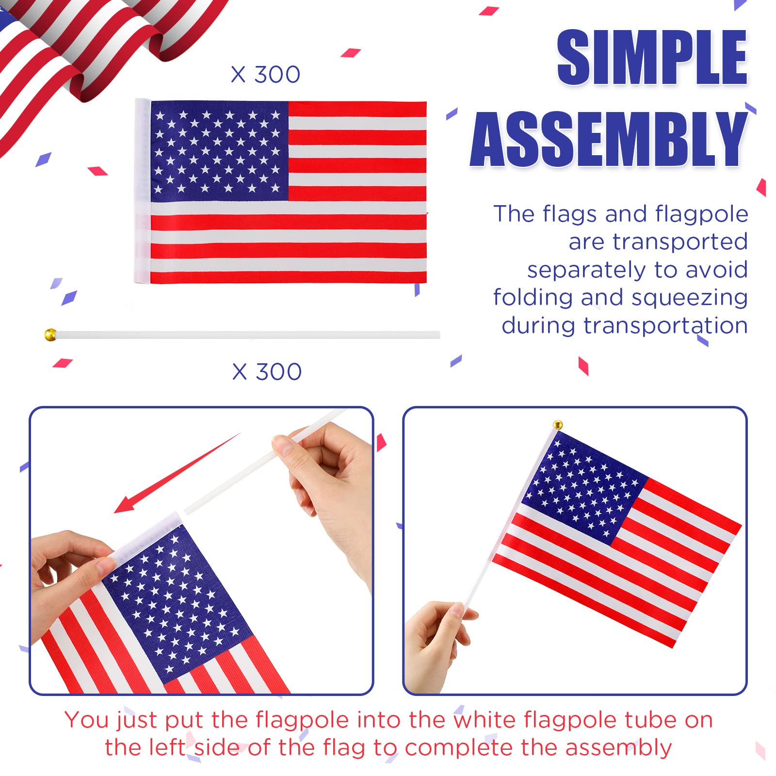 Colarr assembled mini flag on stick demonstrating easy use