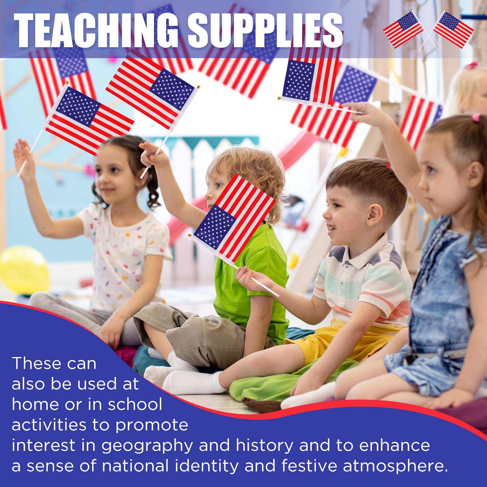 Colarr flags used as table centerpiece adding patriotic decoration