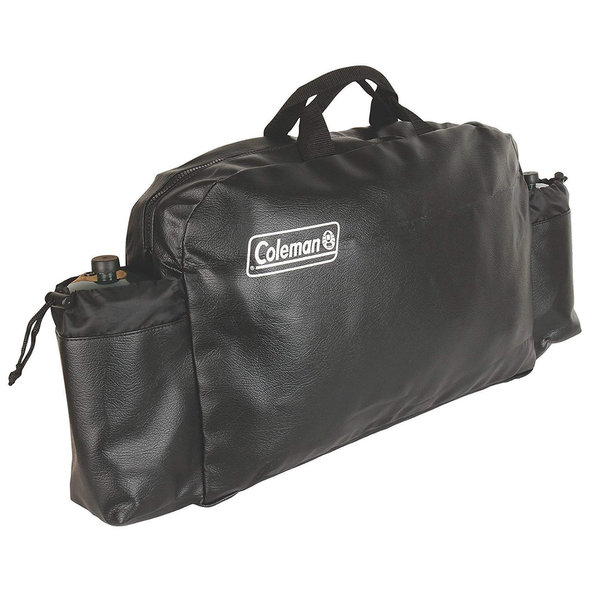 Coleman front view of case showing zipper and handle for easy transport