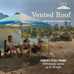 Coleman OnePeak center hub detail showing quick pop-up benefit