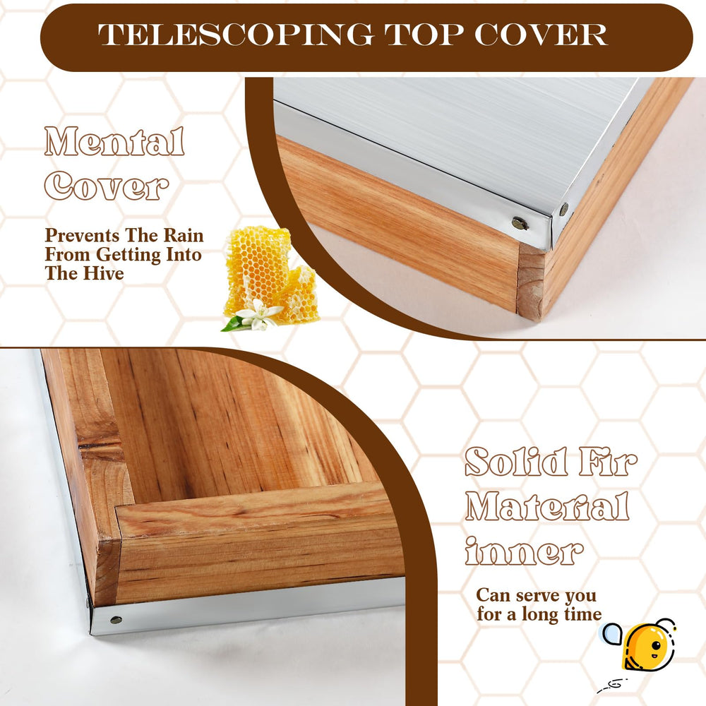 Colingmill cover in use on a 10-frame hive demonstrating easy placement and rain protection
