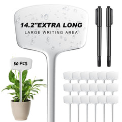 Colingmill front packaging showing 50 plant labels and included pens, clear organization benefit