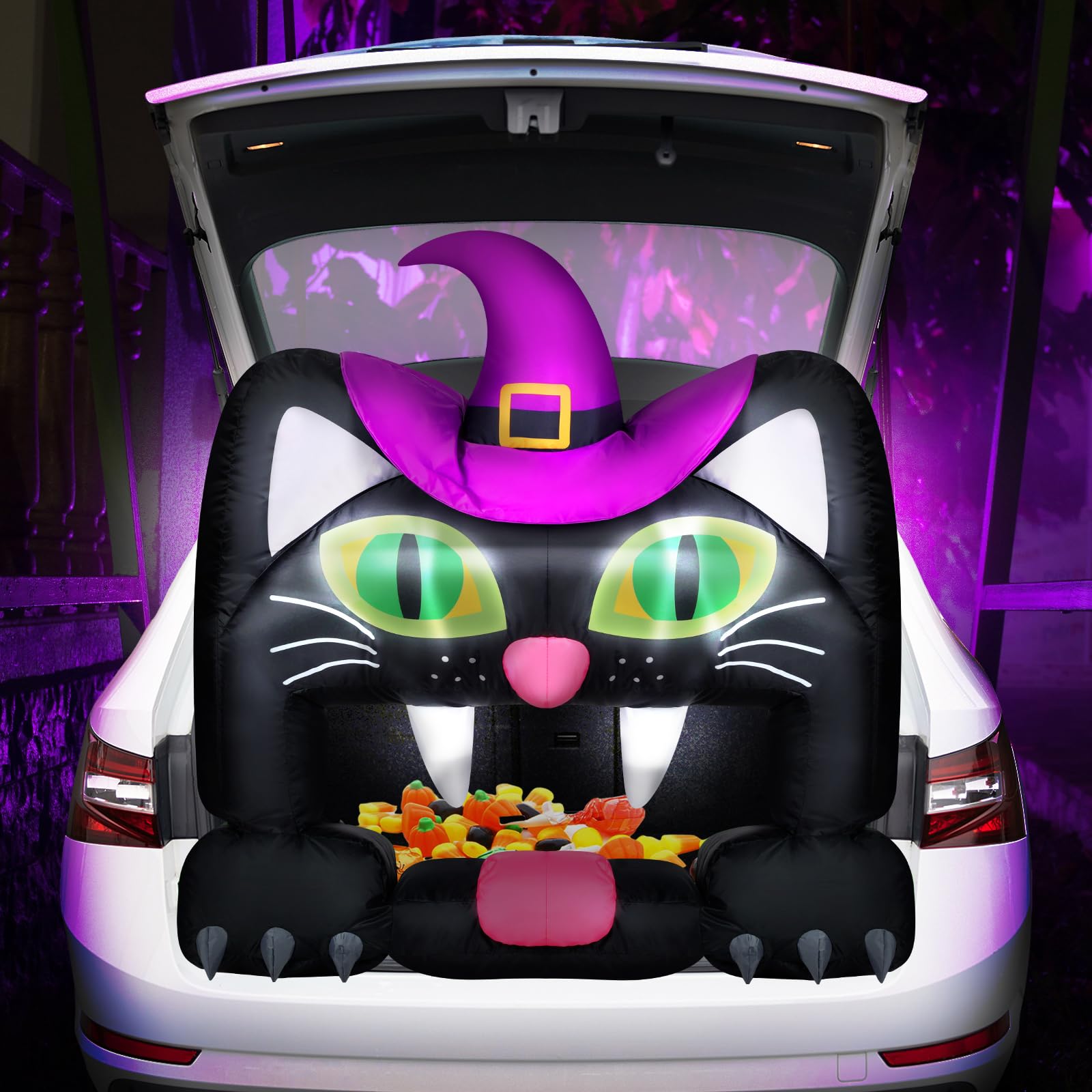 Colingmill front view inflatable cat displays spooky silhouette and curb appeal