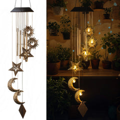 Colingmill front view of sun moon star wind chime showing decor appeal