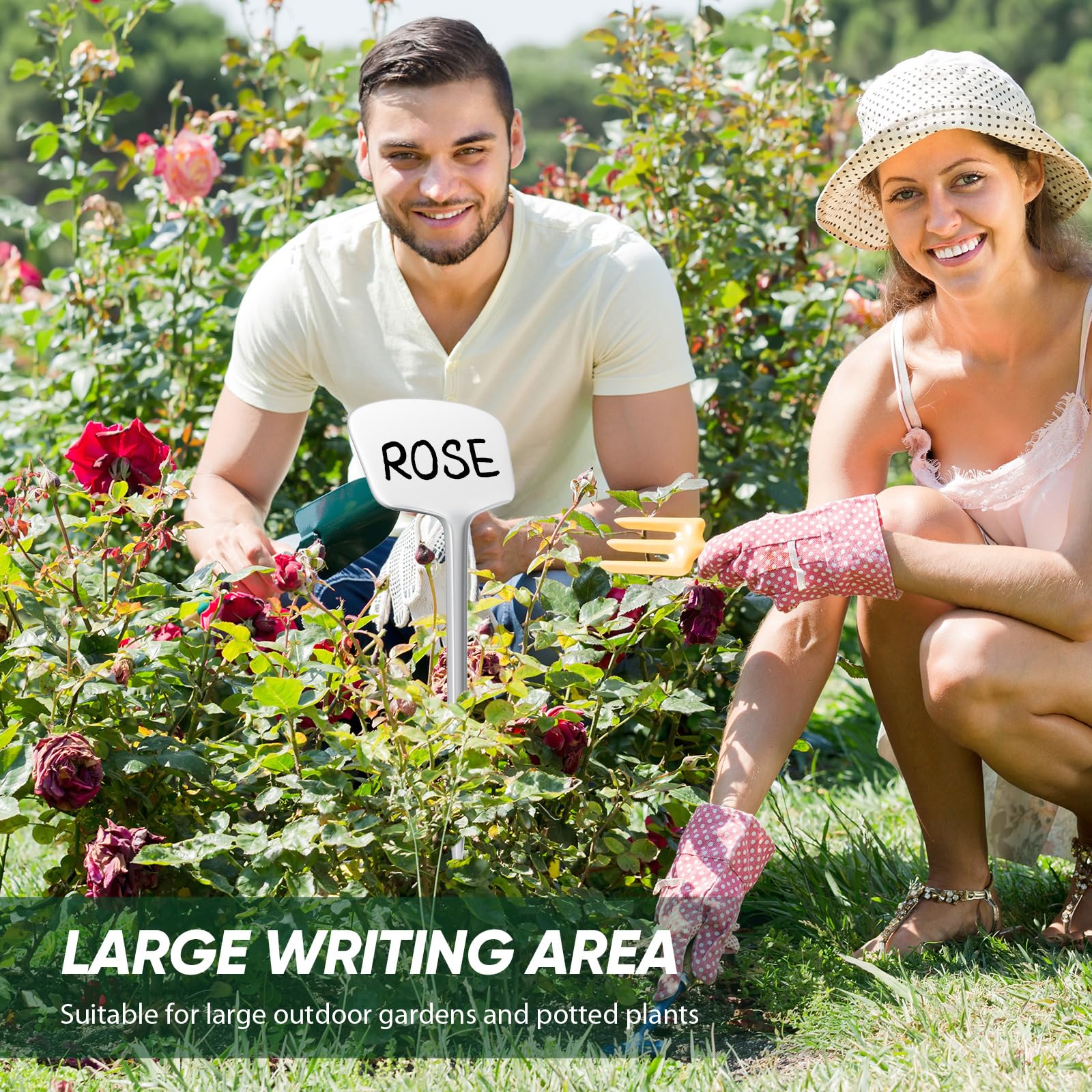 Colingmill labels placed in garden bed, keeps rows clearly marked and organized