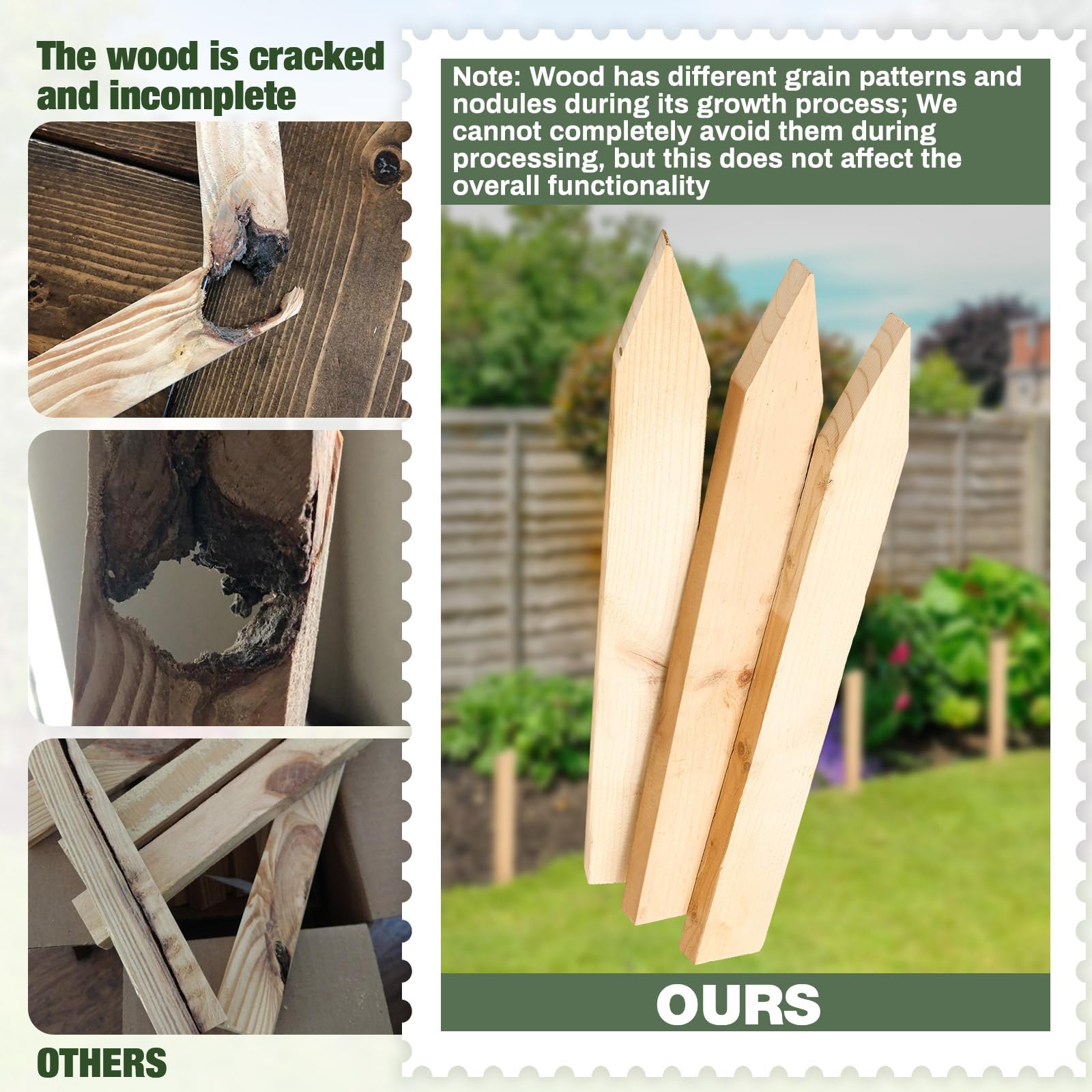 Colingmill stakes with attached labels marking garden rows clearly
