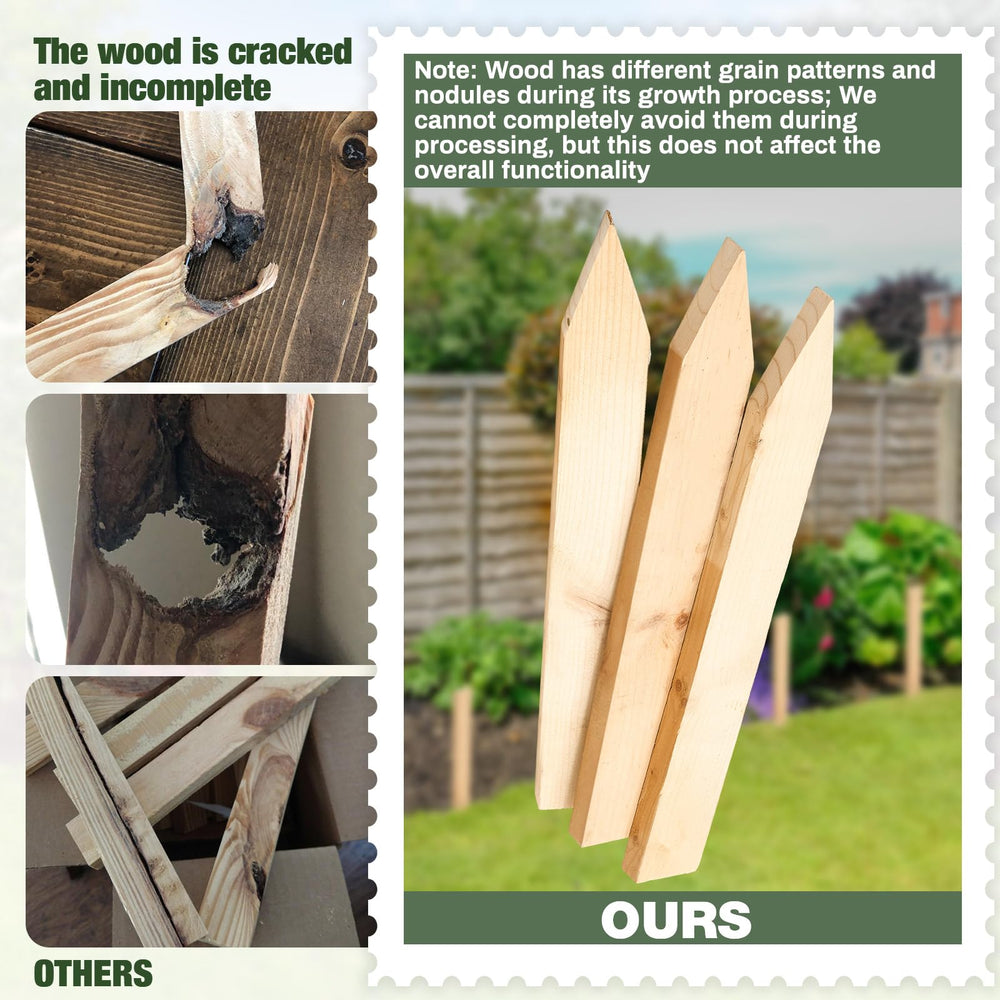 Colingmill stakes with attached labels marking garden rows clearly