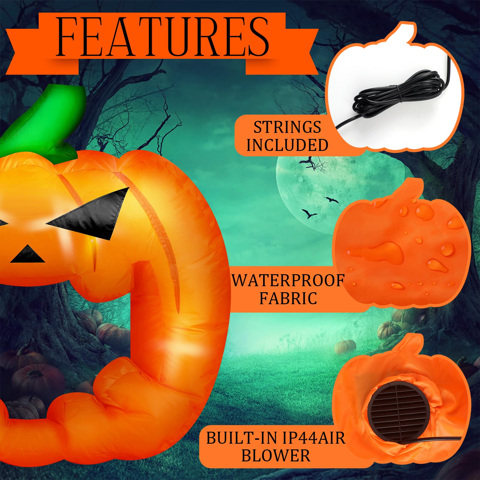 Colingmill glowing LED pumpkin at night for standout curb appeal