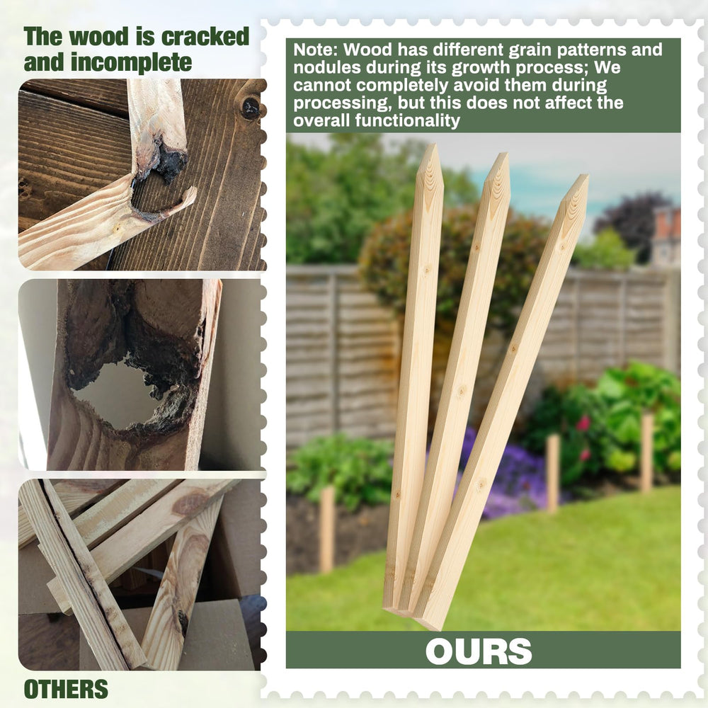 Colingmill stakes placed in raised bed demonstrating organized garden support